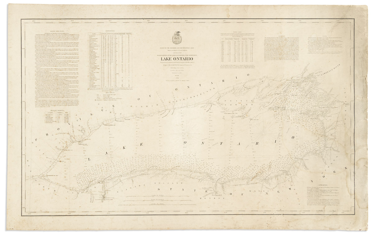 (LAKE ONTARIO.) Cyrus Ballou Comstock; for the United States Lake Survey. Group of 8 extremely precise large engraved
